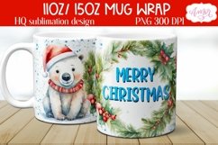 Merry Christmas mug wrap PNG Sublimation, polar bear mug PNG Product Image 2