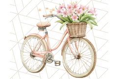Bicycle with Flowers PNG, Pastel Spring Floral Bike Clipart Product Image 3