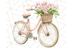 Bicycle with Flowers PNG, Pastel Spring Floral Bike Clipart Product Image 3