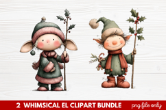 Whimsical Elf Clipart | Cute Christmas Elf PNG Illustration Product Image 1