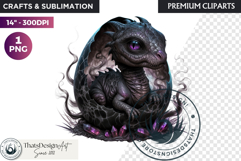 Cute Baby Dragon in a egg Clipart, dragon egg, Fantasy PNG Product Image 1