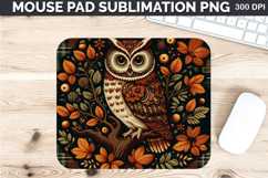 Watercolor Owls Mouse Pad Sublimation - Thanksgiving PNG Product Image 1