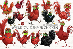Whimsical Summer Chicken Png Clipart Product Image 1