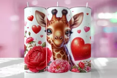 Valentine's Day Giraffe Tumbler Wrap Sublimation Design Product Image 1