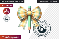 Pastel Coquette Pencil bow Clipart Girly School Supplies Product Image 1