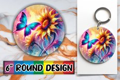 Joyful Circle Keychain Sublimation, Butterfly Product Image 1