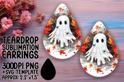 Halloween Watercolor Art Teardrop Earring PNG Product Image 1