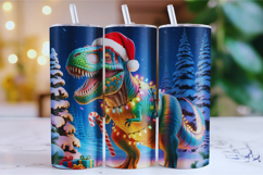 Merry Dinosaur Tumbler Wrap | Christmas Wrap Product Image 1