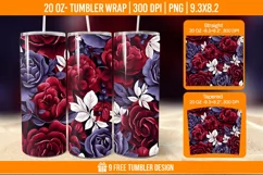 Valentine Rose Tumbler Wrap Designs, Sublimation Wrap Product Image 1