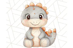 Cute Pastel Dinosaur Clipart PNG for Nursery Art, Baby Decor Product Image 3