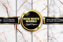 Rose White Marble Digital Papers - 04 variations Product Image 1