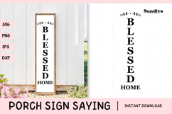 Porch Sign Saying SVG | Blessed Home Product Image 1