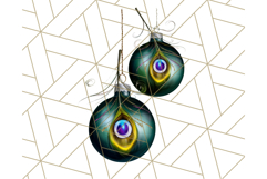 Peacock Christmas Clipart in Jewel Tones, Christmas Png Product Image 3