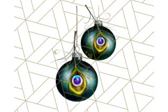 Peacock Christmas Clipart in Jewel Tones, Christmas Png Product Image 3