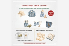 Safari Baby Denim Clipart Bundle Product Image 5