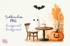 Coffee Ghost PNG Halloween Ghost Cafe Clipart Sublimation Product Image 1