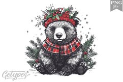 Christmas Bear Clipart Design - High Quality 300 Dpi Product Image 1