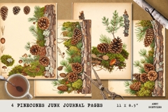Pinecones Junk Journal Pages Vintage Woodland Botanical Product Image 1