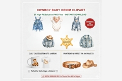 Cowboy Baby Denim Clipart Bundle Product Image 4