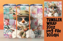Summer Snowman Sublimation Tumbler Wrap 20oz Christmas Product Image 1