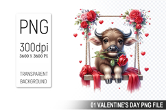Valentine&#039;s Cow Cub Clipart PNG, Digital Download File Product Image 1