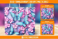 3D Cute Butterfly Tumbler Wrap Designs, Sublimation Wrap Product Image 1