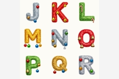 Tinsel and Ornament Christmas Alphabet PNG Bundle Product Image 3