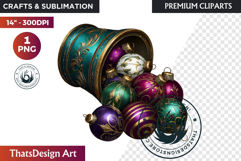 Christmas Jewel Baubles Clipart | Elegant Holiday Ornaments Product Image 1