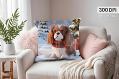 Winter Dog Christmas PNG, Winter Wonderland Pillow Design Product Image 1