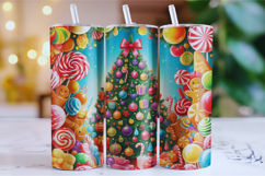 Merry Christmas Tree Tumbler Wrap | Christmas Wrap Product Image 1