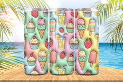 3D Puff Ice-creams Summer Tumbler Wrap PNG Sublimation Product Image 1