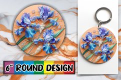 Summer Blossom Glitter Round Design Sublimation Keychain Product Image 1