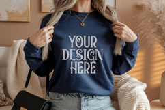 Gildan 18000 Navy Crewneck Sweatshirt Mockups,G180 Product Image 1