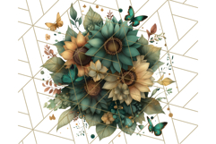 Sunflower and Butterfly PNG Clipart, Bright Jewel Tones Png Product Image 3