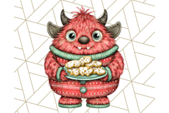 Christmas Monster Clipart, Funny Holiday Creature PNG Art Product Image 3
