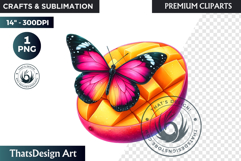 Vibrant Butterfly with Fruit PNG, Tropical Summer Clipart Product Image 1