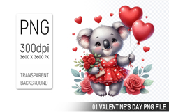 Cute koala Sublimation, Valentine&#039;s Digital Clipart PNG Product Image 1