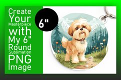 Dog in the Wild Circle Design Sublimation Keychain PNG Product Image 1