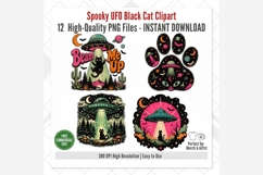 Spooky UFO Black Cat Clipart Bundle Product Image 7