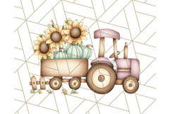 Fall Tractor Clipart PNG, Vintage Tractors With Pumpkins Product Image 3