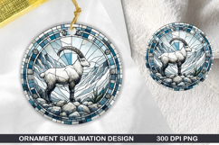 Cute Goat Stained Glass Ornament PNG, Digital Download File Product Image 1