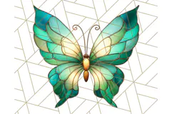 Stained Glass Butterfly PNG Colorful Clipart for Sublimation Product Image 3