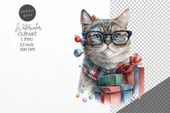 Christmas clipart, Cat clipart, Winter sublimation Product Image 1