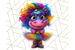 Funky Safari Animals PNG Clipart With Rainbow Hair, Cute Png Product Image 3