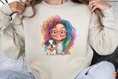 Colorful Girl Dog Clipart PNG Product Image 1