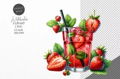 Drink clipart, Summer clipart, Strawberry drink Product Image 1
