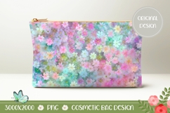 Holographic Flowers Cosmetic Bag Design, Pastel Cosmetic Bag Product Image 1