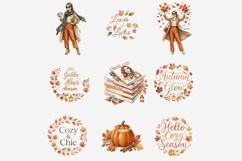 Hello Autumn Watercolor Clipart Bundle, Fall Leaves Pumpkin Product Image 8