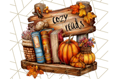 Autumn Library Clipart PNG, Cozy Fall Book Art Product Image 3
