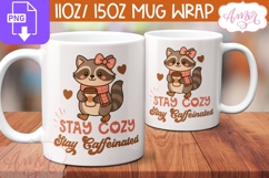 Stay Cozy Mug Wrap Sublimation, Fall Raccoon Mug Product Image 2